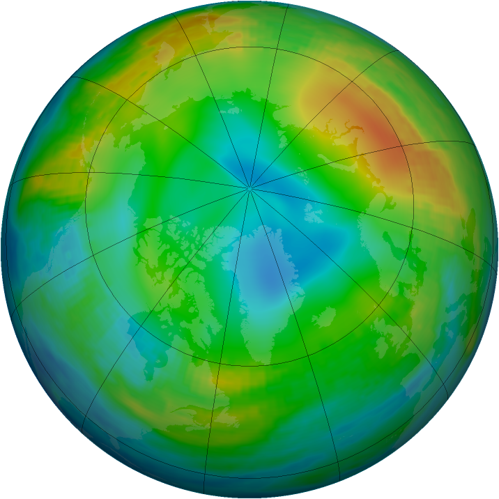 Arctic ozone map for 16 December 1986